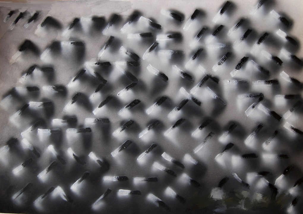 The Birds (Hitchcock) - acryl op papier 70x100 cm